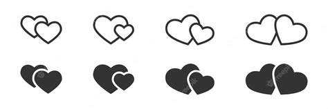 Zwei Herzen Symbole Vektor Illustration Premium Vektor