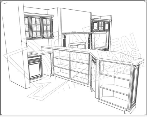 Kitchen Cabinet Sketch Sketch Coloring Page