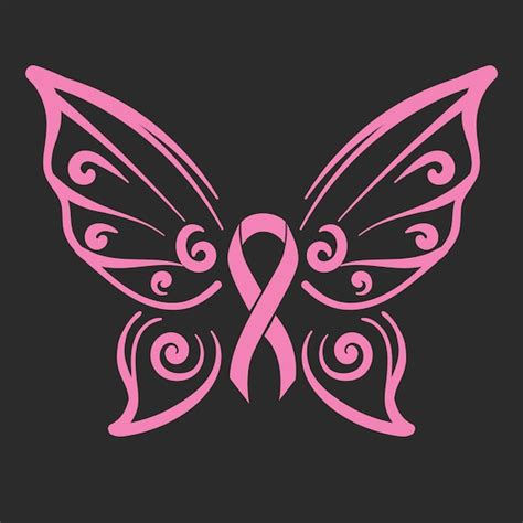 breast cancer awareness decorative butterfly and ribbon vinyl etsy