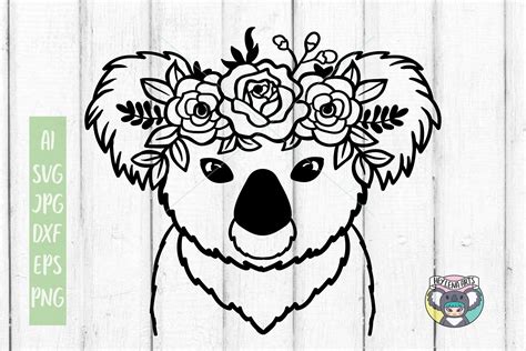 Koala Svg Koala Face Floral Wreath Svg Cricut Cut Files 600840