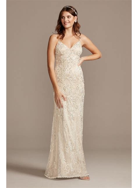 Spaghetti Strap Sequin Applique Lace Wedding Dress Melissa Sweet Ms251221