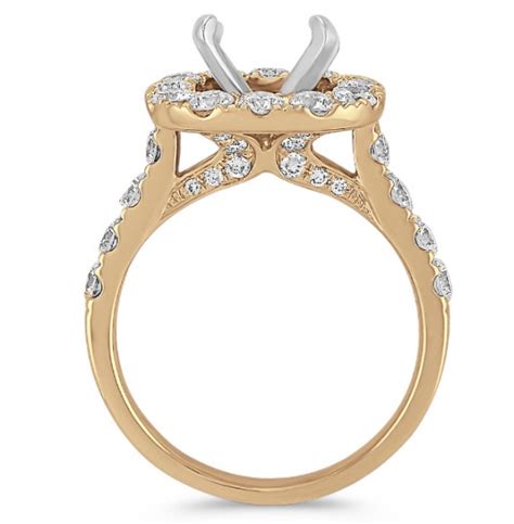 Shane Co Halo Diamond Engagement 14k Yellow Gold Ring For Women H2
