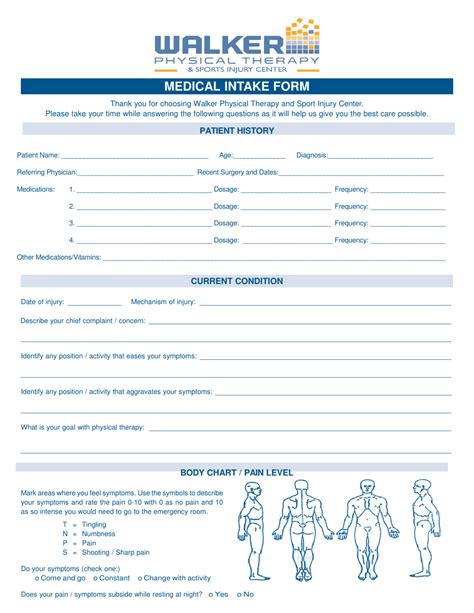 Printable Medical Intake Form Template Printable Templates