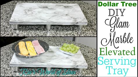 Dollar tree marble and gold organizer diy. Dollar Tree DIY | Glam Marble Elevated Serving Tray ...