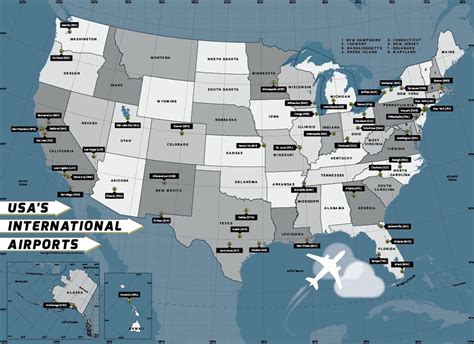 Usa Map With International Airports Printable Map Of Usa