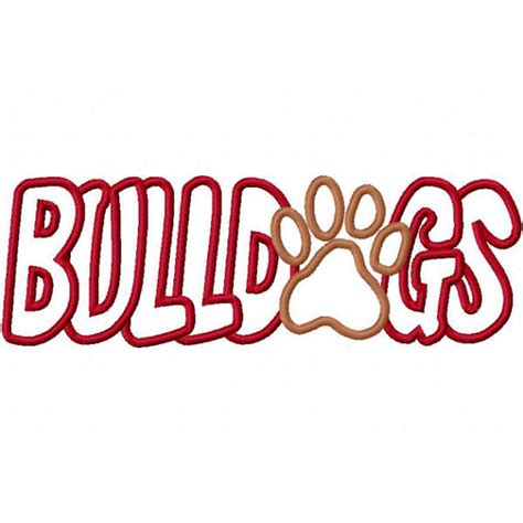 Bulldogs With A Paw Print Embroidery Machine Applique By Kayelee