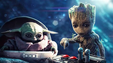 1920x1080 Baby Groot And Baby Yoda Laptop Full Hd 1080p Hd 4k Wallpapers Images Backgrounds