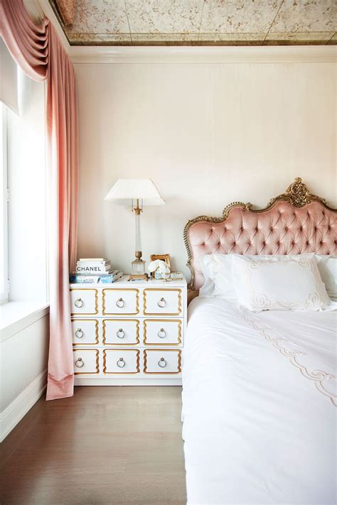 Blush Pink Tufted Headboard Gray Tufted Headboard And Pink Bedcover
