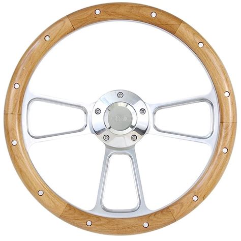 14 Chromed Billet And Wood Steering Wheel For Chevy And Gmc