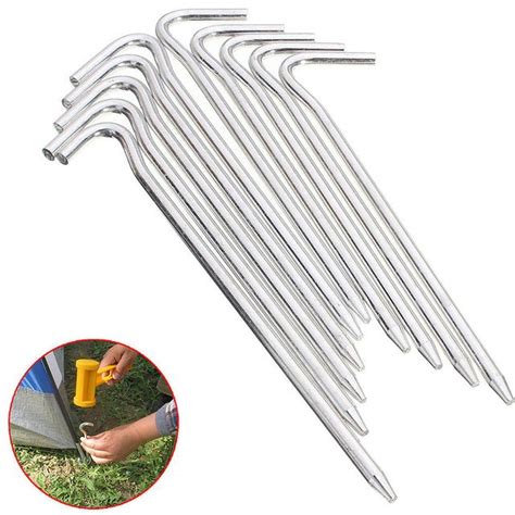 Mayitr 10pcsset Aluminum Tent Pegs Stake Nails Hook Ground Pin Tool Camping Hiking Outdoors