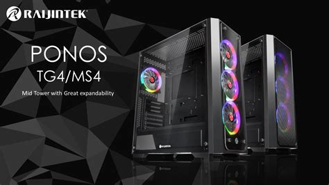 Raijintek Ponos Ms4 A Mid Tower Case W Tempered Glass And Front Mesh