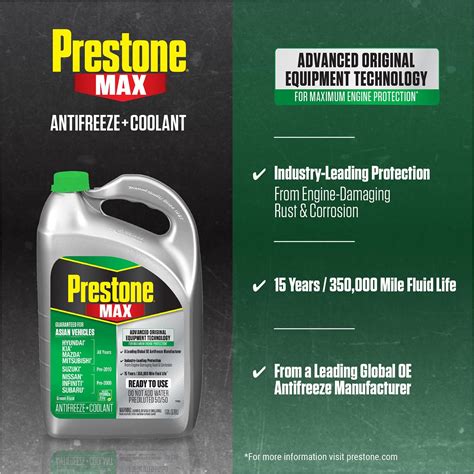 Prestone Max Asian Vehicles Green Antifreeze And Coolant Ready To Use