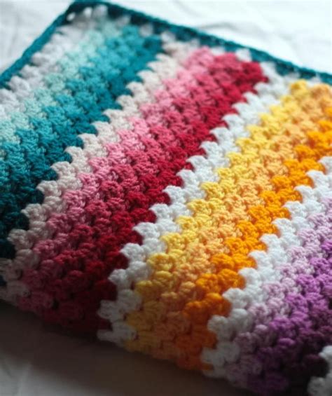 Rainbow Granny Stripe Pattern Set Crochet Blanket And Scarf Etsy