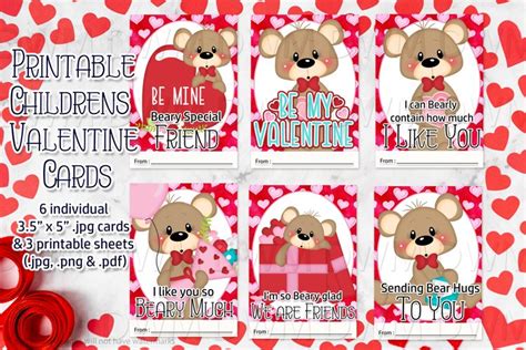 Teddy Bear Valentine Cards Bear Printable Valentine Cards