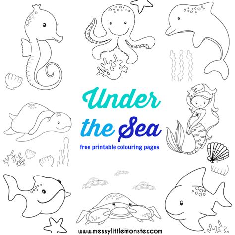 Did you know the ocean covers 71% of the earth's surface and that 95% of it remains unexplored! Under the Sea Colouring Pages Free - Messy Little Monster
