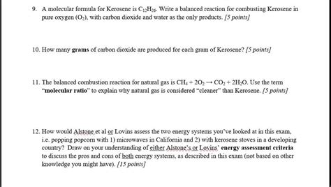 Solved 9 A Molecular Formula For Kerosene Is C12h26 Write