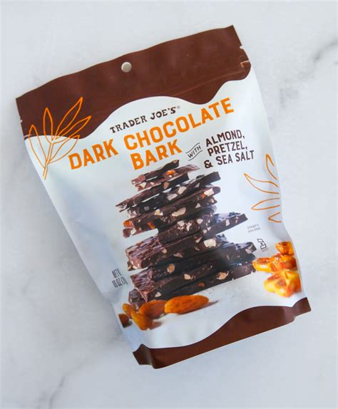 Trader Joe S Dark Chocolate Bark With Almond Pretzel Sea Salt Review