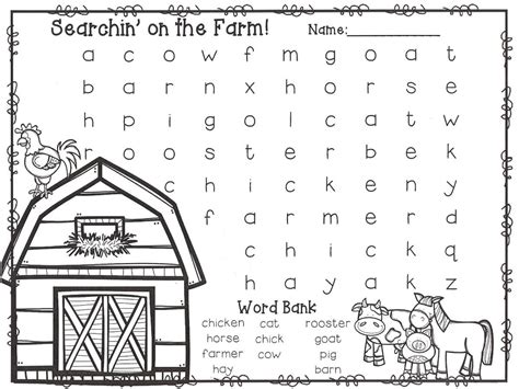 Printable Farm Word Search K5 Worksheets