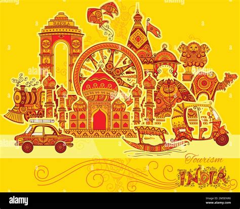 Vector Design Of Monument And Culture Of India In Indian Art Style Stock Vector Image And Art Alamy