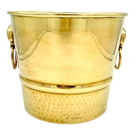 Vintage Hammered Brass Champagne Wine Cooler Ice Bucket With Shell Handles Chairish
