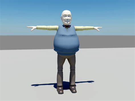 Funny Old Man Rig 3d Model Maya Files Free Download Modeling 45312 On