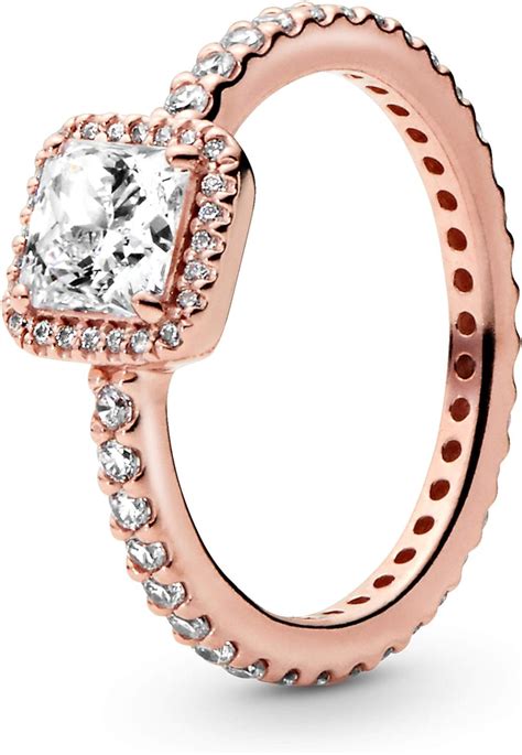 Pandora Jewelry Square Sparkle Halo Cubic Zirconia Ring In Pandora Rose