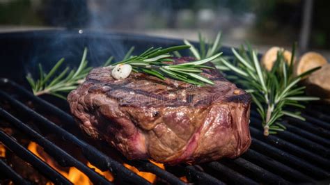 Grilled Beef Steak With Rosemary Garlic Butter Stock Image Image Of