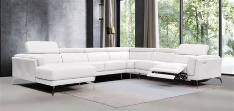 Divani Casa Gilsum White Modern Leather U Shaped Sectional Sofa With