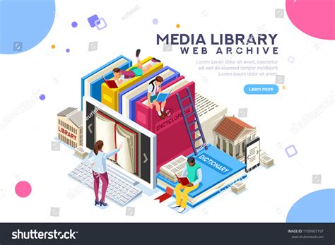 Dictionary Library Encyclopedia Web Archive Technology Stock Vector