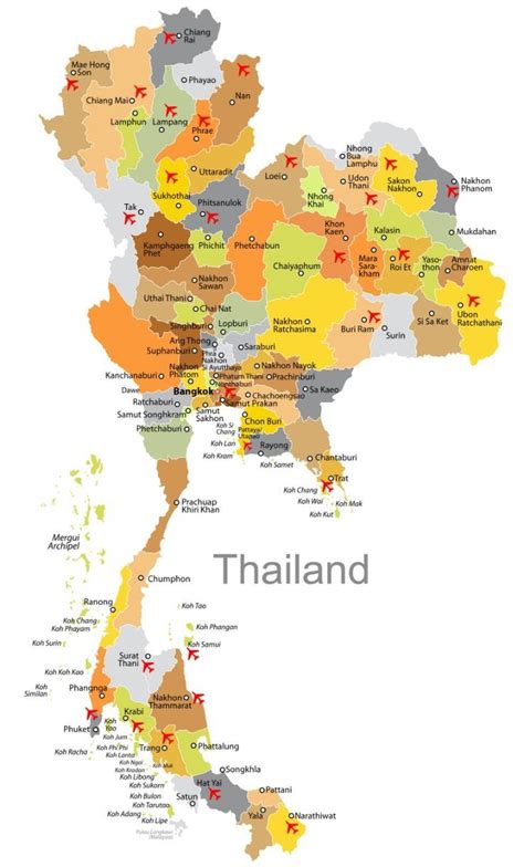 Map Of Thailand Airports Cities And Towns Map Images