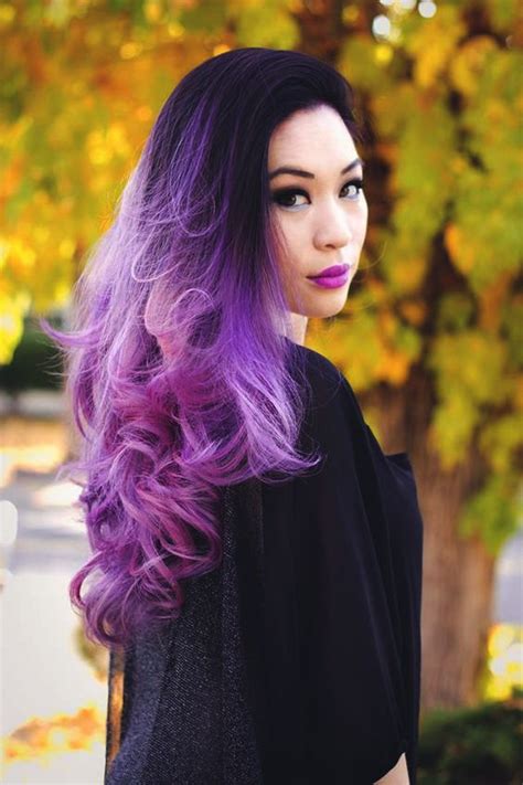 Bright Purple Ombre Hair Dyed Coloured Hairstyles
