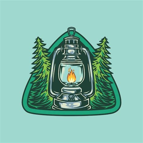 Premium Vector Vintage Lantern Camping Badge Illustration