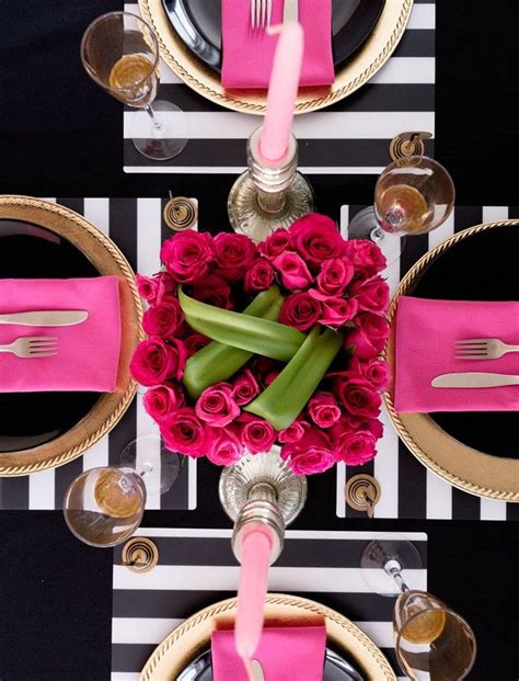 Pink And Black Bridesmaid Soiree Guest Feature Pink Table Settings