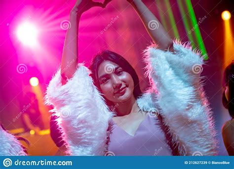 Group Of Women Friend Having Fun At Party In Dancing Club Stock Image Image Of Group Colorful