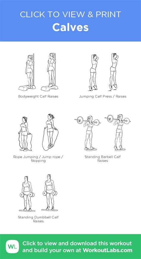 Calves Click To View And Print This Illustrated Exercise Plan Created With Workoutlabsfit