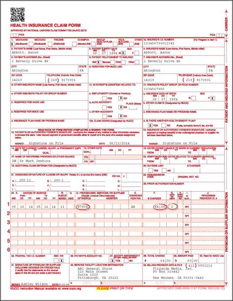 Sample Cms 1500 Form Filled Out Form Resume Examples 05ka75m8wp