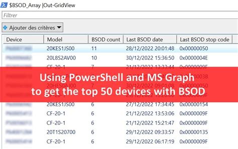 Using Powershell And Ms Graph To Get The Top 50 Devices With Bsod Syst And Deploy