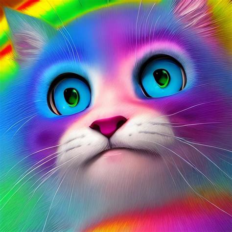 Cutie Fluffy Creature Rainbow Kitten Prexi