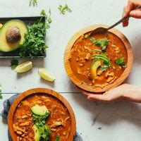 Simply sauté vegetables then add your spices, salsa, stock and beans and let it simmer away! Simple Vegan Tortilla Soup | Minimalist Baker Recipes