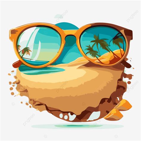 Beach Sunglasses Vector Sticker Clipart Sunglasses At Beach Summer Design Poster On Sand