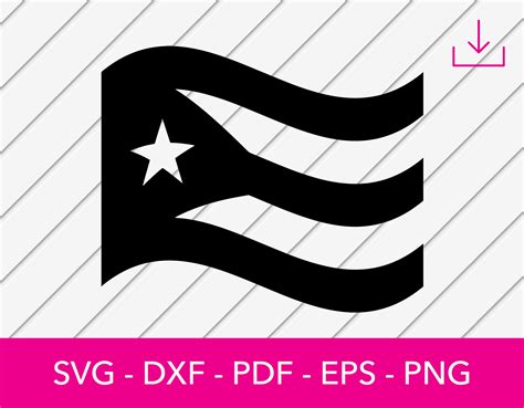 Black And White Puerto Rico Svg Puerto Rico Flag Clipart Boricua Cut File Png Dxf