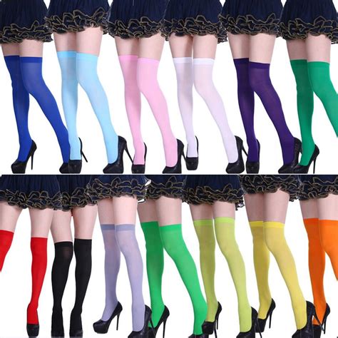 1pair Autumn Women Girls Over Knee Sock Solid Color Thigh High Stocking