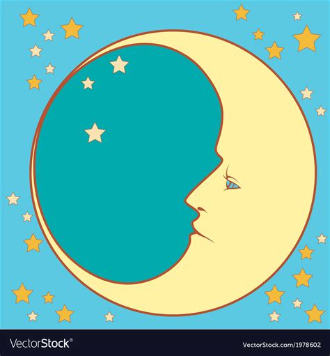 Crescent Moon Profile Royalty Free Vector Image