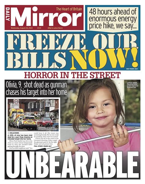 Daily Mirror Front Page Th Of August Tomorrow S Papers Today