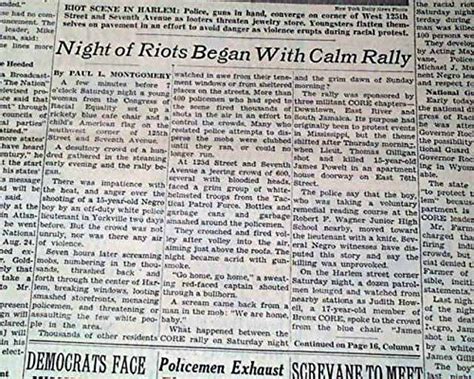 Harlem Race Riots New York City Police Racial Confrontation 1964 Nyc Newspaper The New York