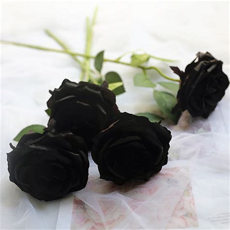 large black rose single branch silk artificial flowers long stem australia roses fake flower for