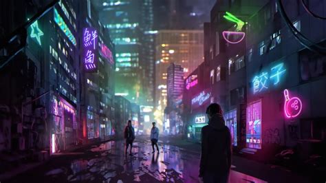 Futuristic Cyberpunk Anime City Backiee