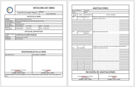 Bitácora De Obra Ejemplos Formatos Word Excel