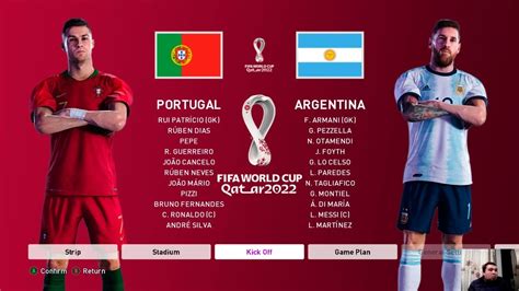 Pes 2020 Portugal Vs Argentina Fifa World Cup 2022 Qatar Messi Vs Ronaldo Youtube
