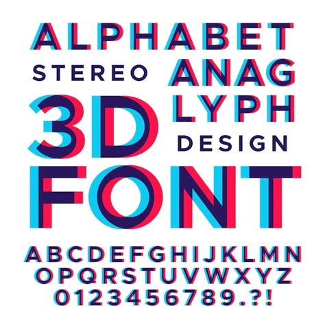 Premium Vector Stereoscopic Stereo 3d Letters And Numbers